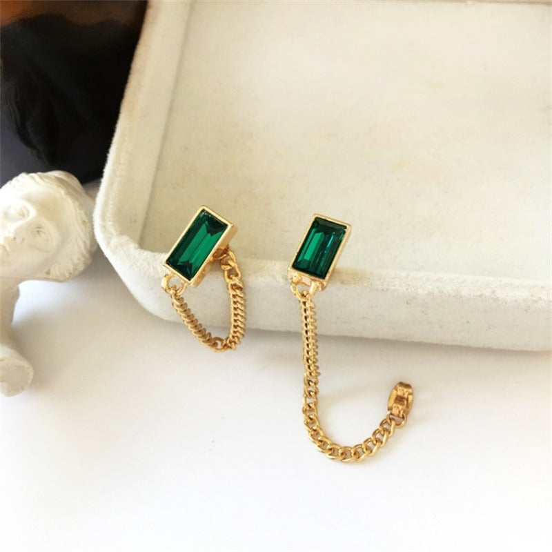 Vintage Green Crystal Tassel Earring