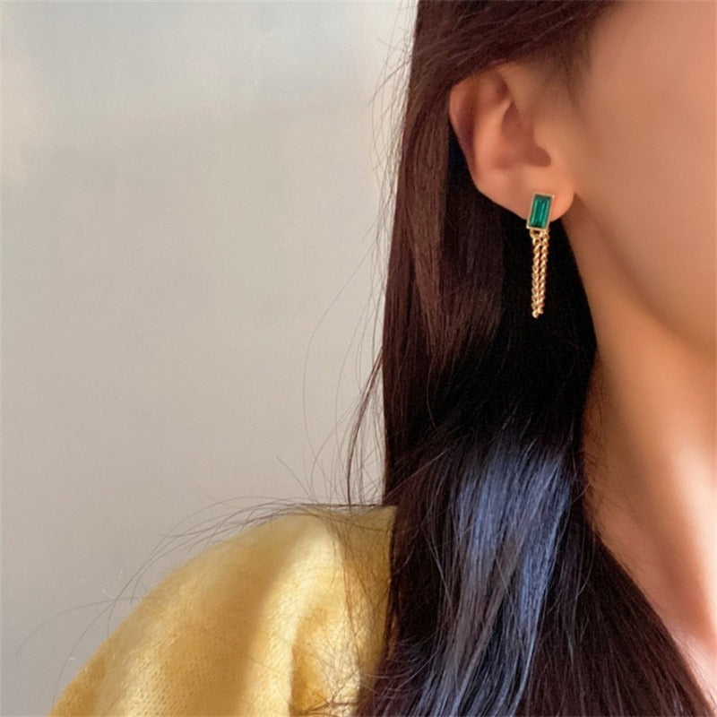 Vintage Green Crystal Tassel Earring