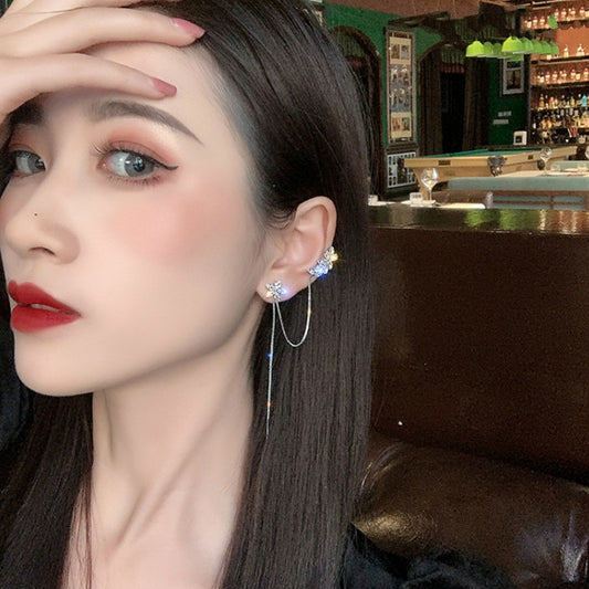 1Pair New Trendy Fashionable Rhinestone Ear Clip Earrings