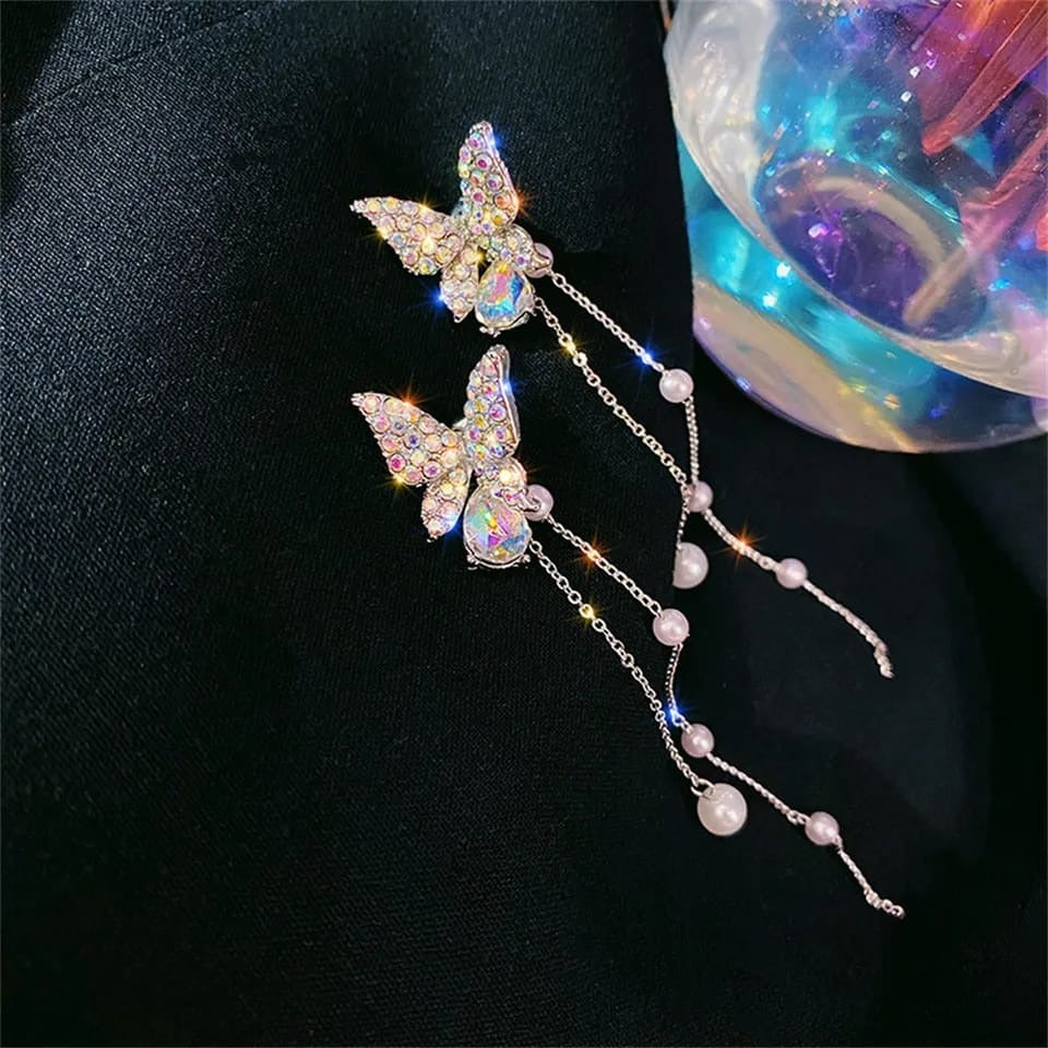 Crystal Butterfly Drop Earring