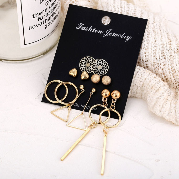 Triangle Round Pendant Earrings