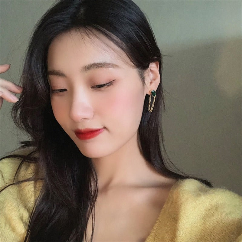 Vintage Green Crystal Tassel Earring