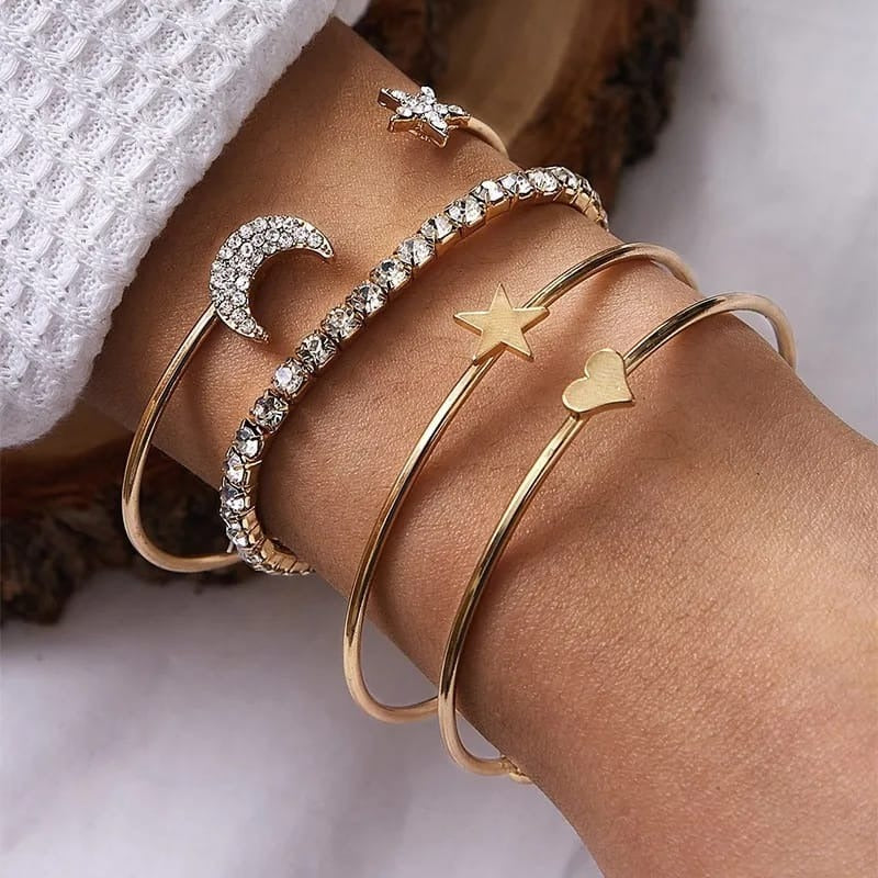 4PC Simple Fashion Star Moon Bracelet