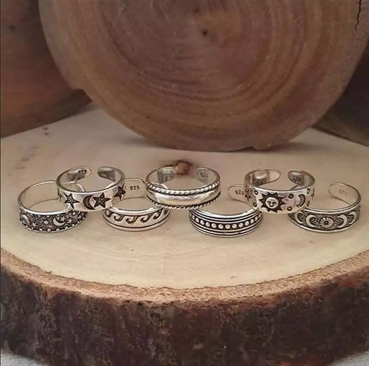 7 Pcs Vintage Adjustable Toe Rings
