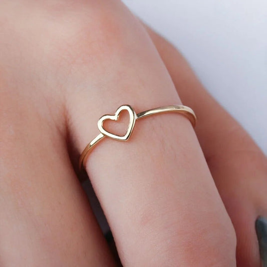 Dainty Women Hollow Heart Ring