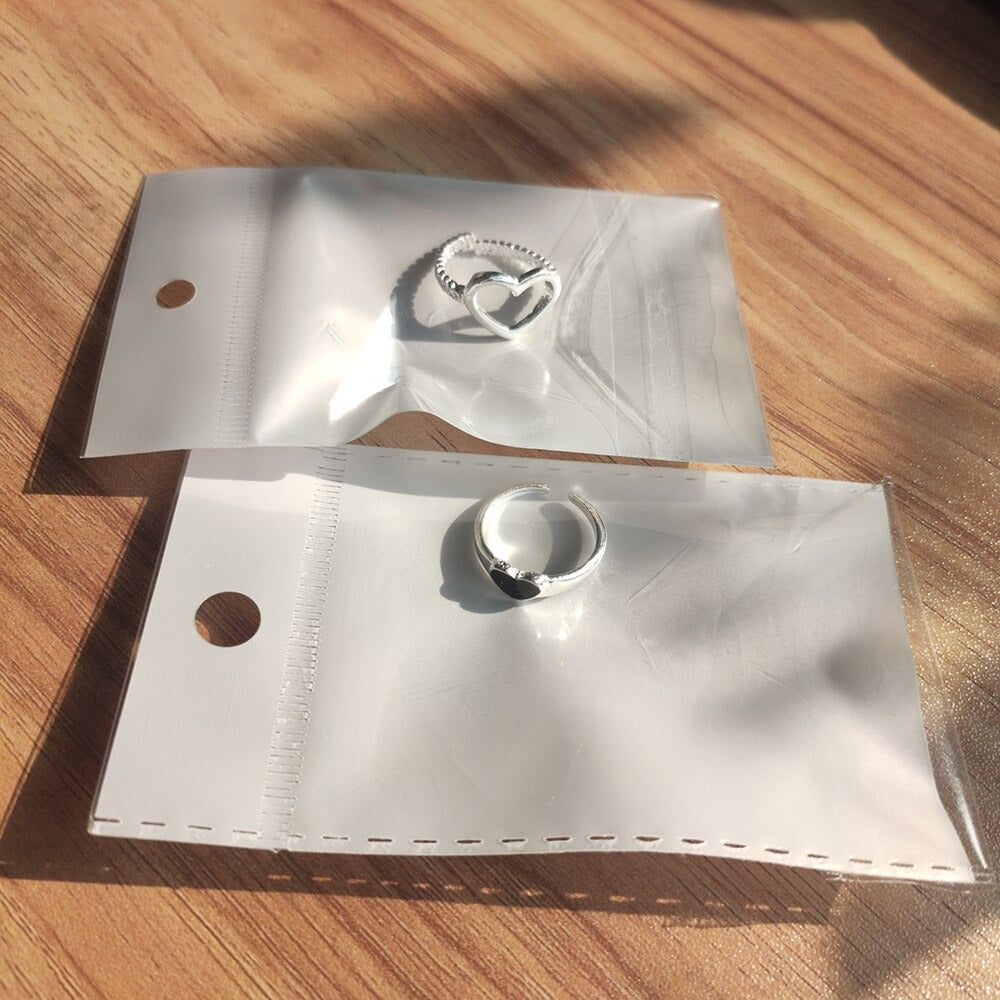 Retro Black Love Ring Set